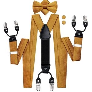 Suspender Men's Musta Silk Bow Tie Cufflinks Set with Braces Set  Adjustable New